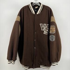 Vintage Negro League Baseball Winston Giants Wool Varsity Brown Jacket 3XL